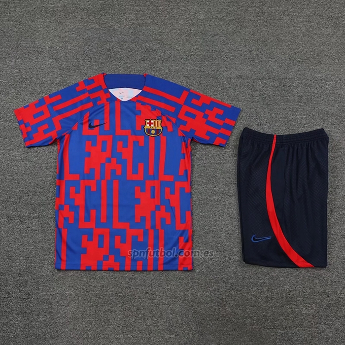 Chandal del Barcelona Manga Corta 2022-2023 Rojo y Azul - Pantalon Corto